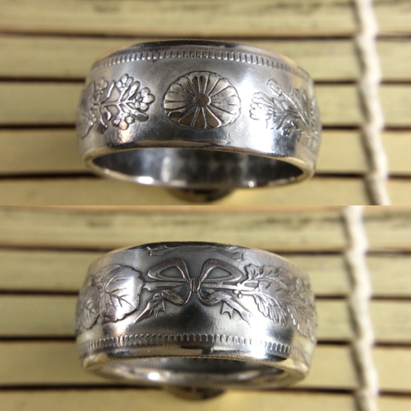 戒指由日本老银币制成(纯银80％)１０号尺寸 第3張的照片
