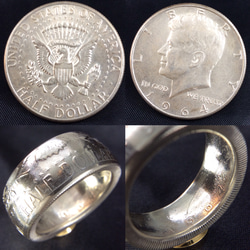 アメリカハーフダラー特年銀貨コインリング18号現品即納 4枚目の画像
