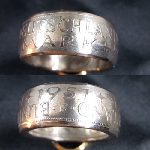 ドイツ5マルク銀貨コインリング16号現品即納 戒指 アクオス 的