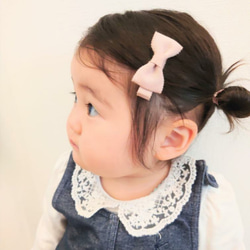 【baby~kids】優しいラメ入りリボンの ベビーヘアクリップ キッズヘアクリップ 7枚目の画像