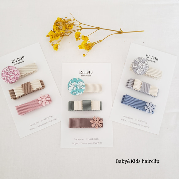 ♡アンティークフラワー♡ベビーヘアクリップ＆ヘアゴム