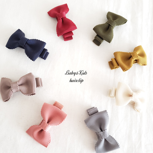 【編みリボン②】ベビーヘアクリップ　キッズヘアクリップ　ヘアピン 【編みリボン②】ベビーヘアクリップ　キッズヘアクリップ　ヘアピン