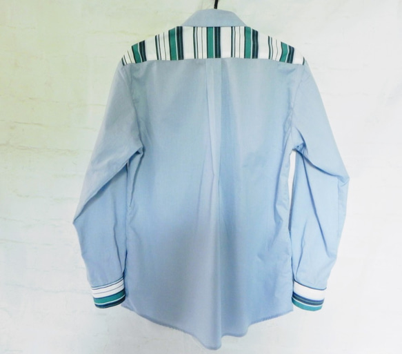 figure technologie 「選べる肩タイプ・爽やかブルー」 綿１００％ デザインシャツ 7枚目の画像