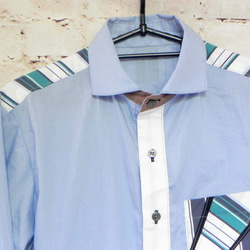 figure technologie 「選べる肩タイプ・爽やかブルー」 綿１００％ デザインシャツ 8枚目の画像