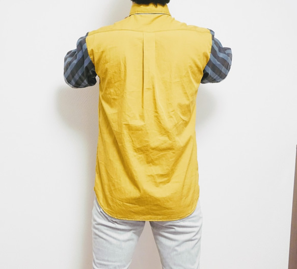 「Den-Shirt７００」 大人メンズ半袖シャツ イエロー 4枚目の画像