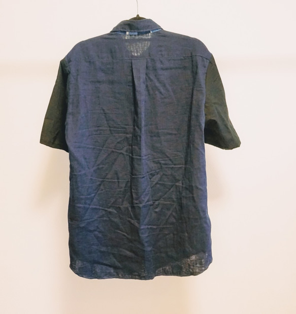 『Den-shirt700』ネイビー　大人メンズ半袖シャツ　Wガーゼ 4枚目の画像