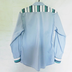 figure technologie 「選べる肩タイプ・爽やかブルー」 綿１００％ デザインシャツ 7枚目の画像