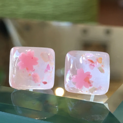 和菓子の様な桜モチーフピアス 1枚目の画像