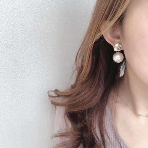 ビジュー×パールピアス/イヤリング ピアス（スタッド・一粒