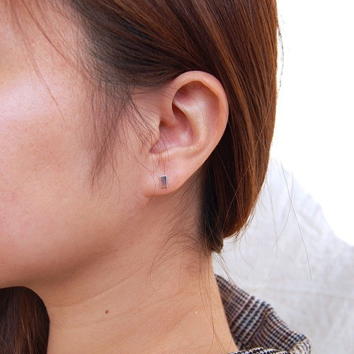 mb-ps-02282 シルバーメタルボールダブルピアス 8mm×14mm チタン