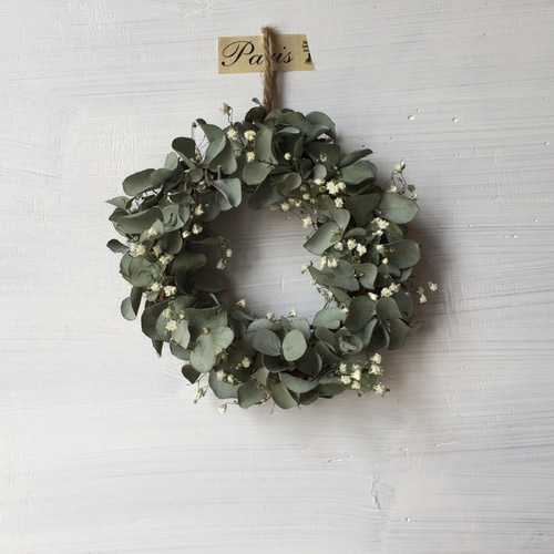 ユーカリ&かすみ草のリース　ドライフワラー かすみ草とユーカリのドライフラワースワッグ | ドライフラワー