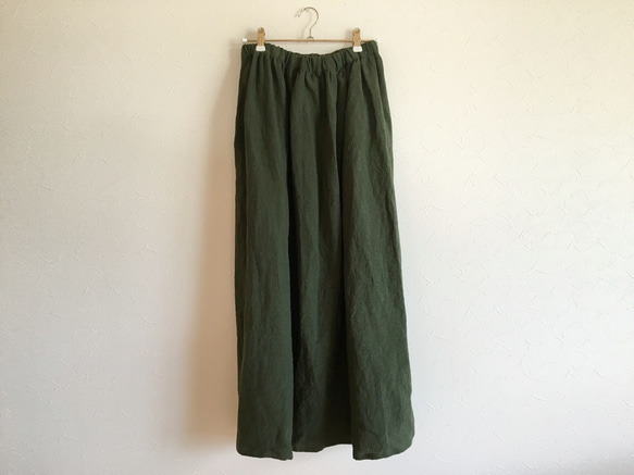 深緑3シーズンギャザースカート 3枚目の画像