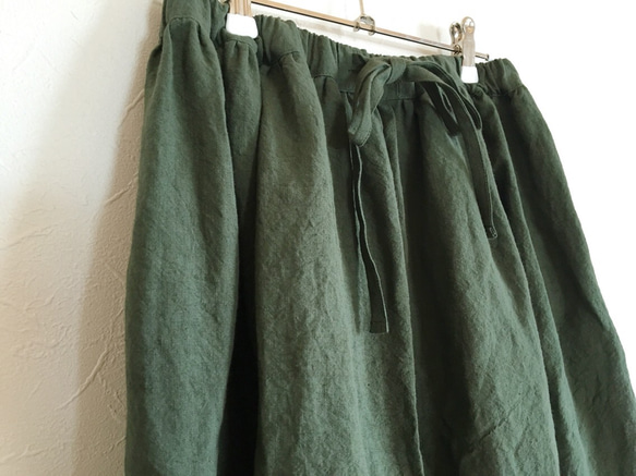 深緑3シーズンギャザースカート 4枚目の画像