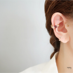 -  square ear cuff  -  （gold ×ラピスラズリ　ラウンド　角）no.1514 9枚目の画像