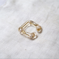 -  square ear cuff  -  （gold ×4点パール）Mのみ　no.1665 2枚目の画像