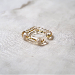 -  square ear cuff  -  （gold ×4点パール）Mのみ　no.1665 4枚目の画像