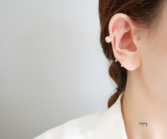 -  square ear cuff  -  （gold ×バロックパール　中心）Mのみ　no.1666 10枚目の画像