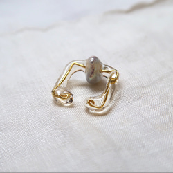 -  square ear cuff  -  （gold ×バロックパール　中心）Mのみ　no.1666 6枚目の画像