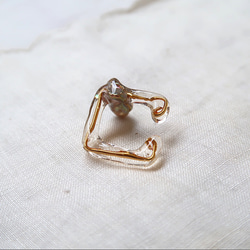 -  square ear cuff  -  （gold ×ブロンズケシパール　角）Mのみ　no.1668 4枚目の画像