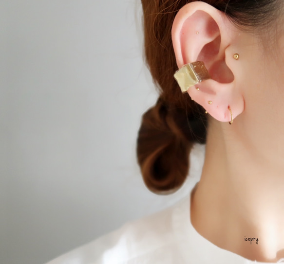 -  square ear cuff  -  （gold plate 細幅）Mサイズのみ　no.1675 5枚目の画像