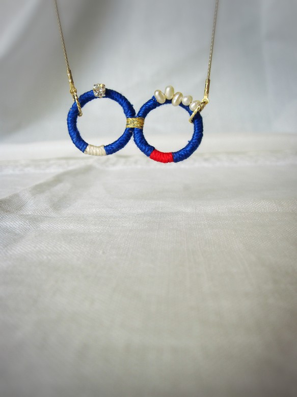 【 sale 】60%off   -  itomaki  -   2ring ネックレス  （blue） 1枚目の画像