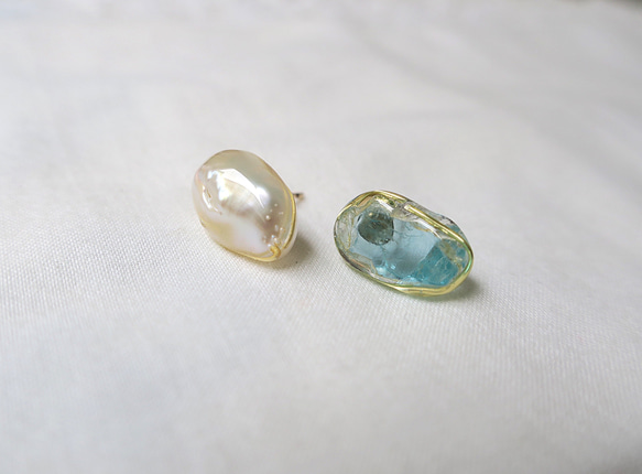 -   gemstone  -    ピアス（アパタイト 縦長） 2枚目の画像