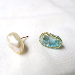 -   gemstone  -    ピアス（アパタイト 縦長） 4枚目の画像