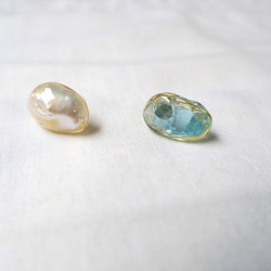 -   gemstone  -    ピアス（アパタイト 縦長） 5枚目の画像