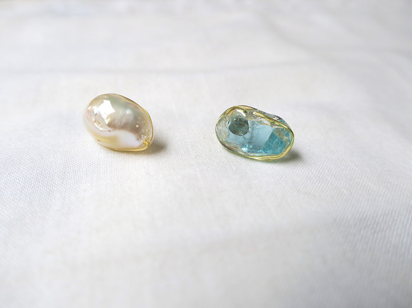 -   gemstone  -    ピアス（アパタイト 縦長） 5枚目の画像