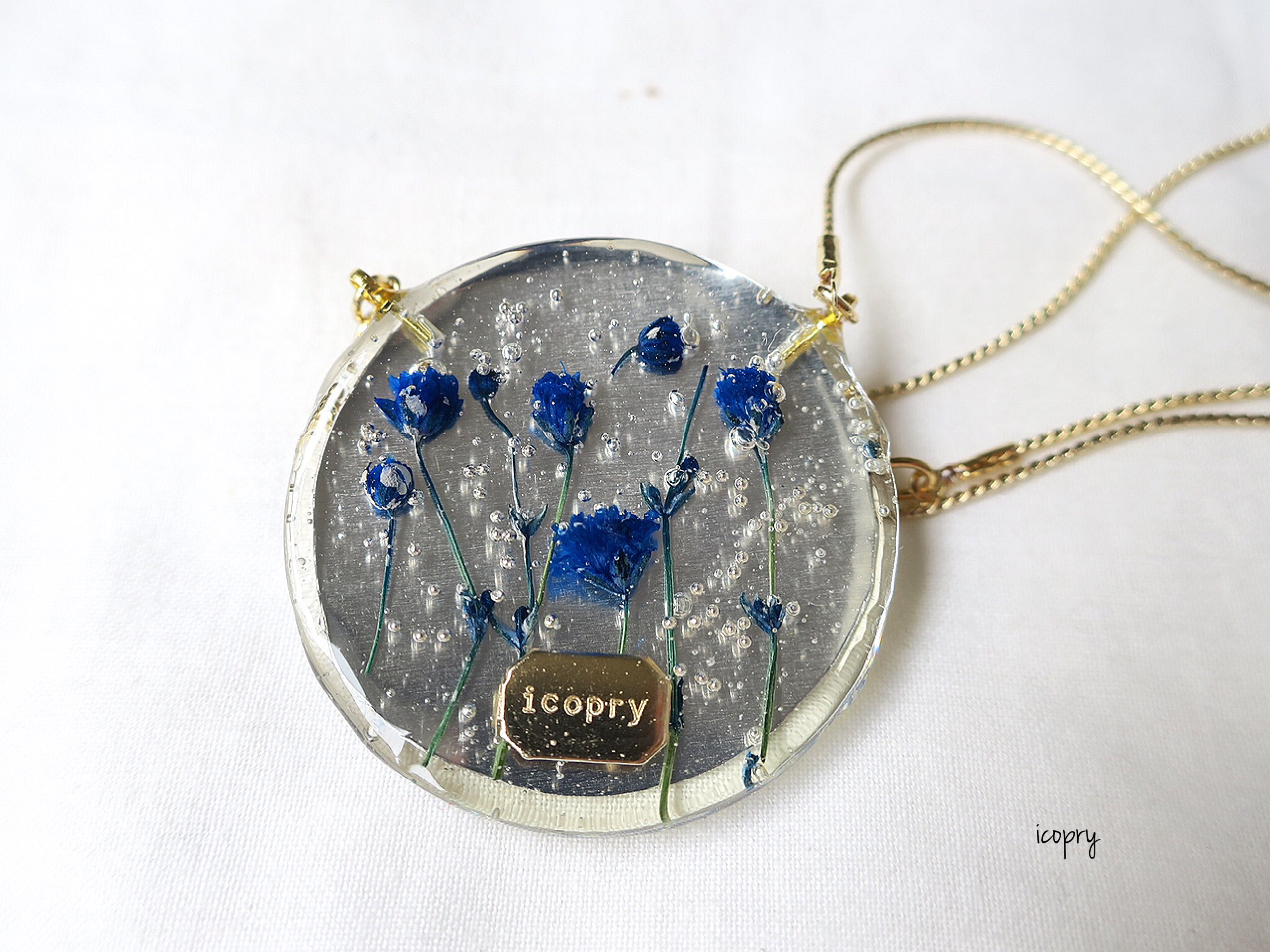 -  circle -  botanicalネックレス（青かすみ×シルバー) no.1011