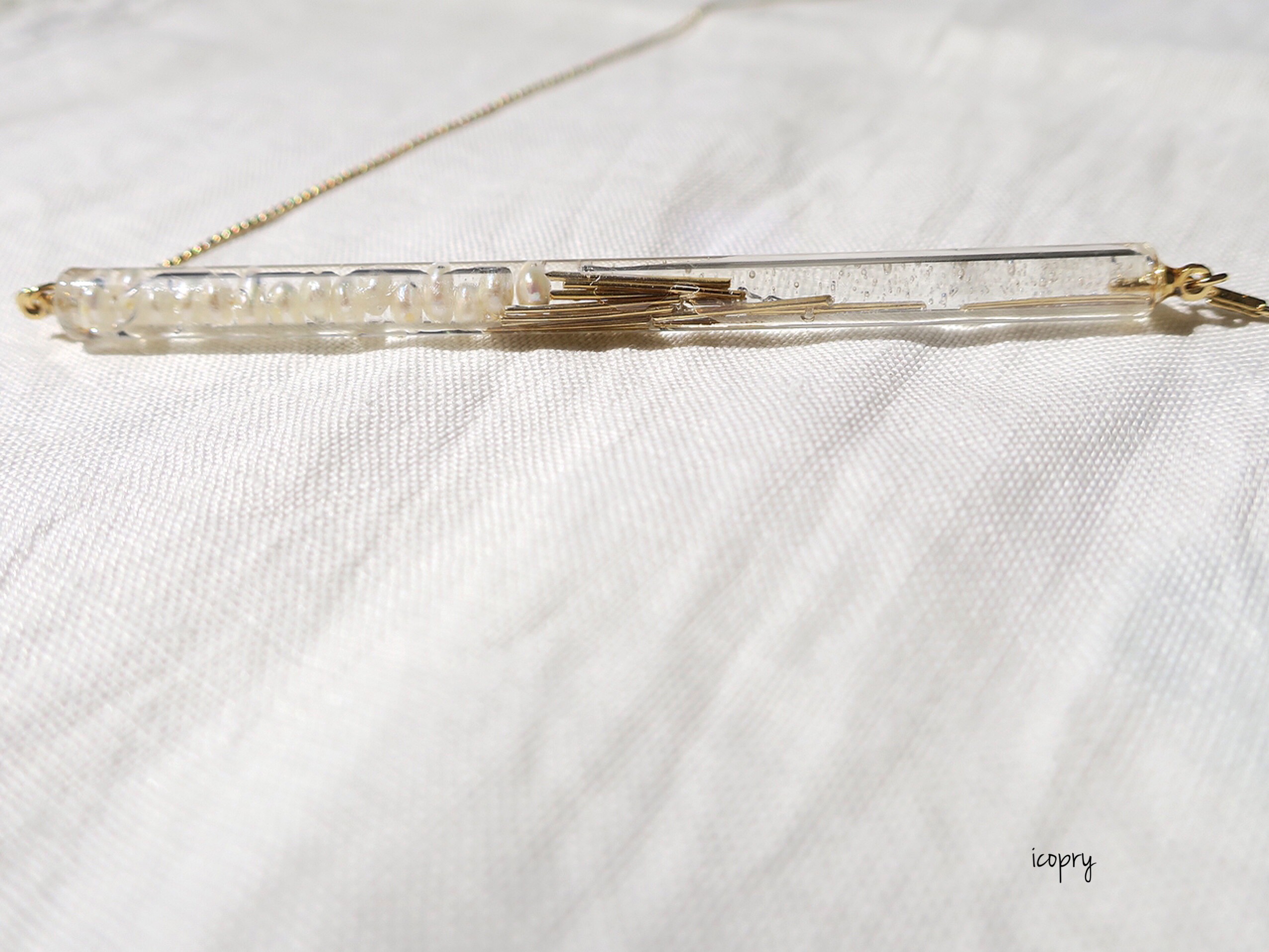 -  pearl stick  -  ネックレス（m　gold line） no.1337