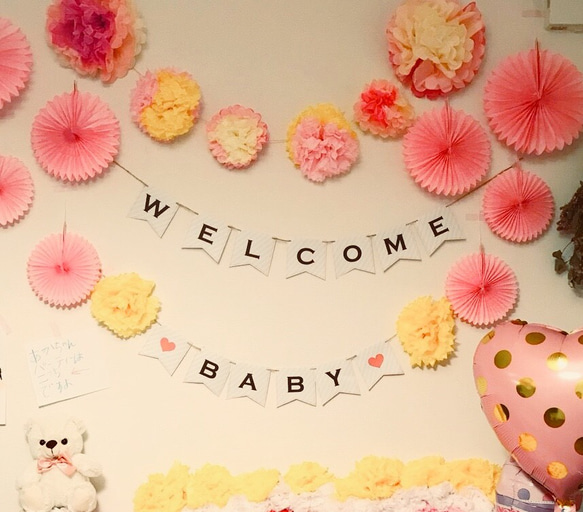 ベビーシャワー♡マタニティフォトに♡welcome babyガーランド 1枚目の画像