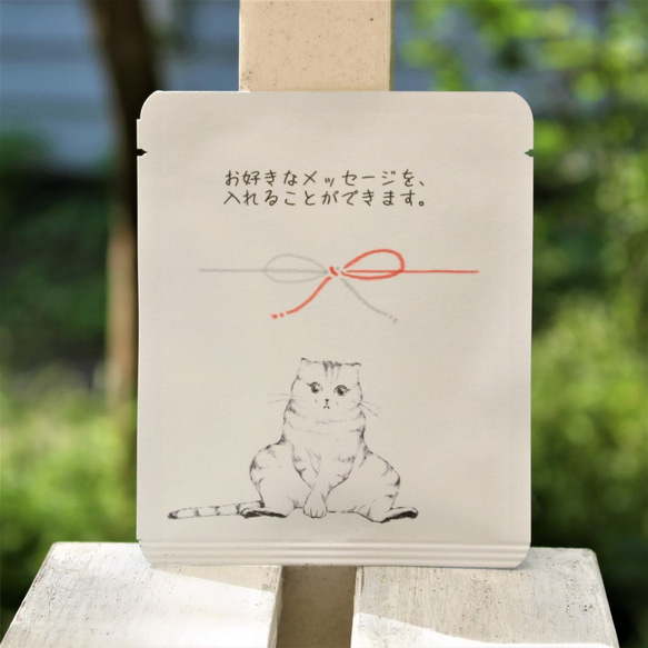 「送料無料」名入れ・メッセージ入れ『Mao-Tea』ねこと水引きと狭山茶のプチギフト 2枚目の画像