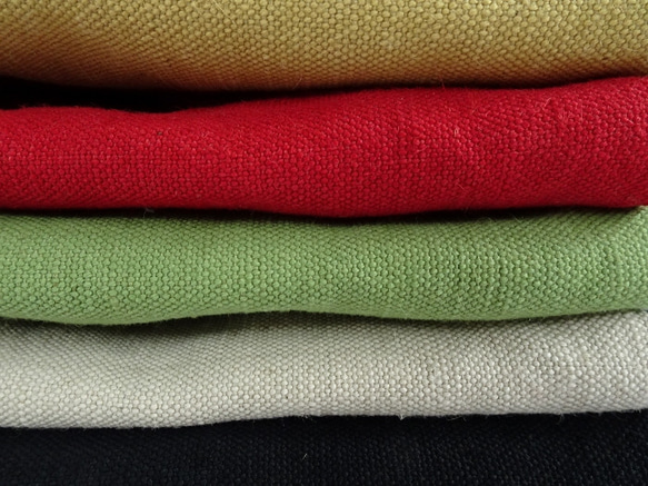 水洗棉/黃麻圓形手提袋&lt;米色、紅色、黃色、綠色&gt; 第3張的照片