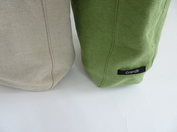 水洗棉/黃麻圓形手提袋&lt;米色、紅色、黃色、綠色&gt; 第6張的照片
