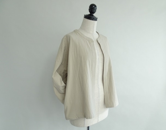 雙梭織棉質多功能夾克 &lt;Greige&gt; 第6張的照片