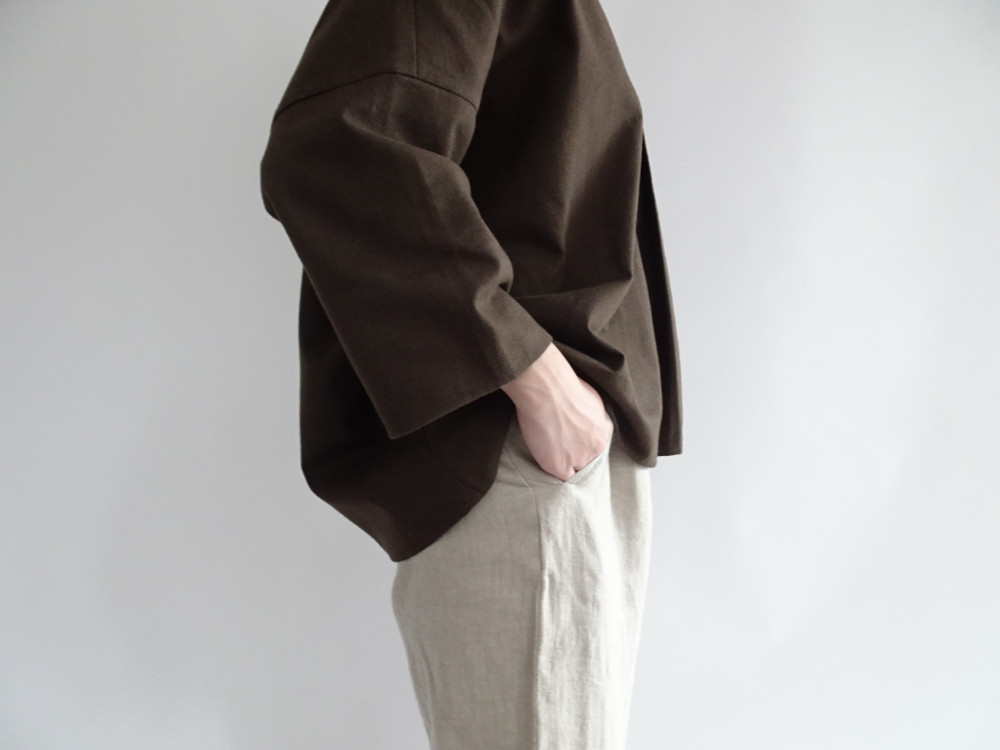 キーネック起毛コットンプルオーバー＜ダークブラウン＞