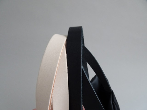 皮革手柄圓點圖案手提包（淺棕色手柄/黑色手柄） 第7張的照片