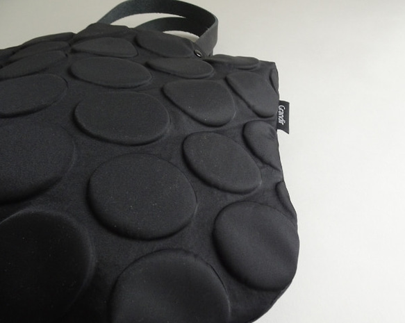 皮革手柄圓點圖案手提包（淺棕色手柄/黑色手柄） 第8張的照片