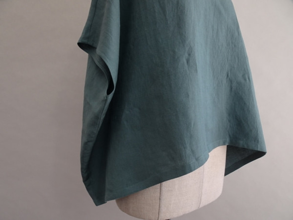 亞麻/人造絲前後套衫&lt;灰綠色&gt; 第8張的照片