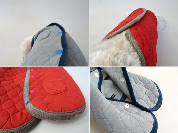 M號絎縫狗外套<藍色>約4公斤至6公斤 第8張的照片