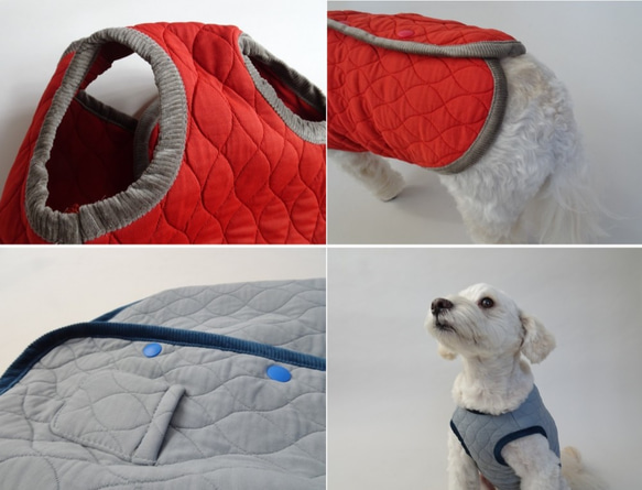 M號絎縫狗外套<藍色>約4公斤至6公斤 第6張的照片