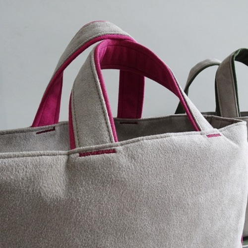 スエードタッチ配色2wayトートバッグ＜カーキ×グレージュ＞ トート