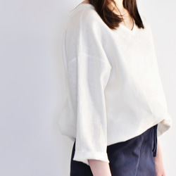 亞麻V領套衫2016 &lt;白色&gt; 第1張的照片