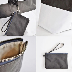 帶袋子的尼龍手提袋·鑰匙帶&lt;白色×灰色&gt; 第5張的照片