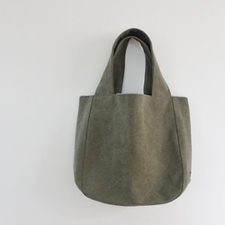 ウォッシュドキャンバスラウンドバッグ＜オリーブ＞ 5枚目の画像