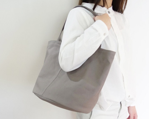 爆買い 英語 8号帆布ドラムトートバッグL＜セメント＞ トートバッグ Grandir 旅行かばん・小分けバッグ