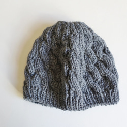 [免費包裝相應]手工編織基本針織帽&lt;淺灰&gt; 第1張的照片