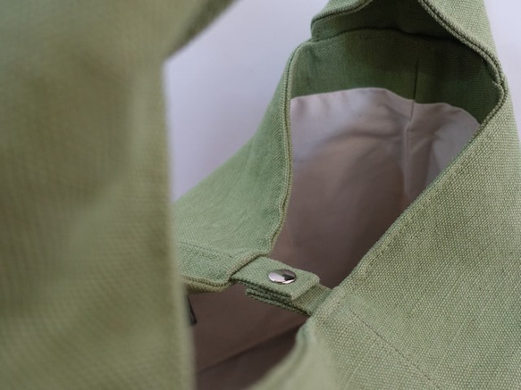 水洗棉/黃麻單提手包 &lt;綠色&gt; 第5張的照片