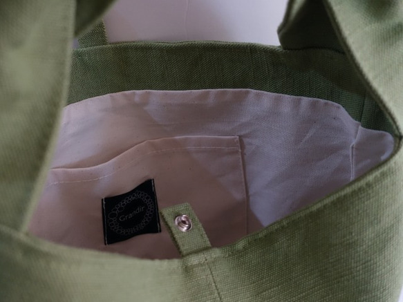 水洗棉/黃麻單提手包 &lt;綠色&gt; 第6張的照片